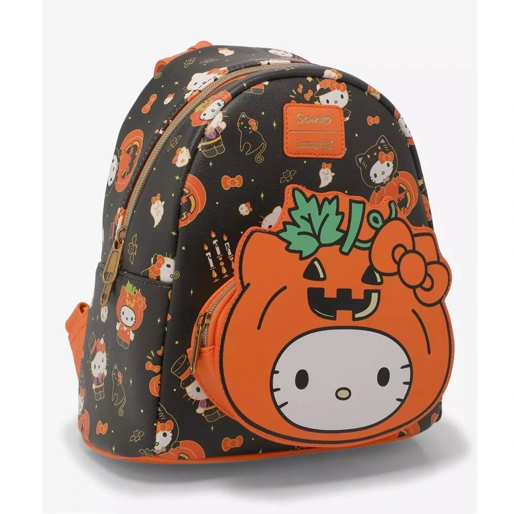 NWT Loungefly Hello Kitty Sanrio Halloween Pumpkin Mini Backpack Purse